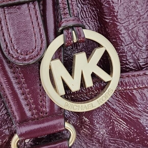 Michael Kors Burgundy Patent Leather Shoulder Bag - Picture 3 of 16